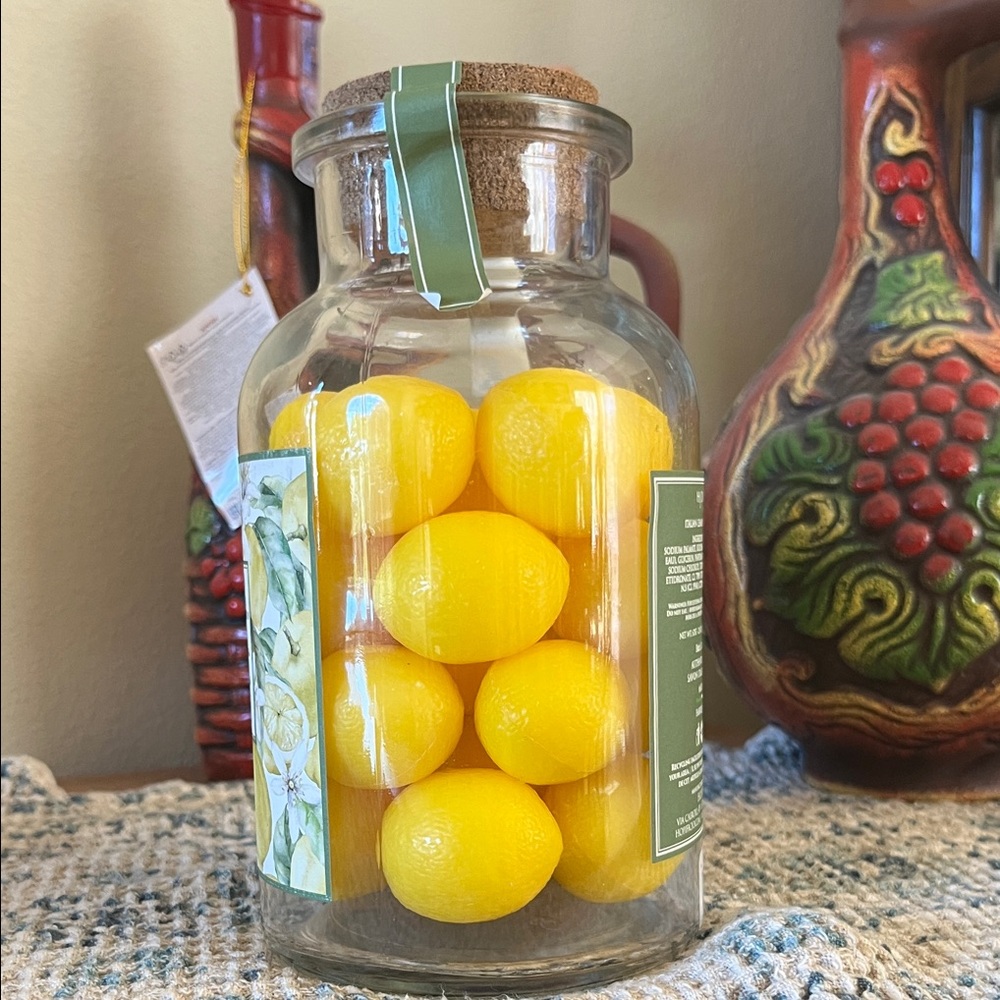 Decorative Glass Jar with Yellow Lemons Soaps 🧼